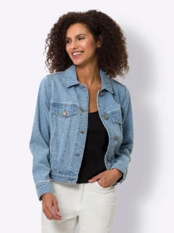 Jacken|heine Jeansjacke mit Streifen-Struktur blue-bleached