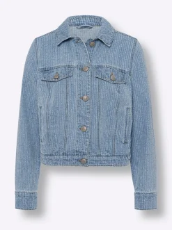 Jacken|heine Jeansjacke mit Streifen-Struktur blue-bleached