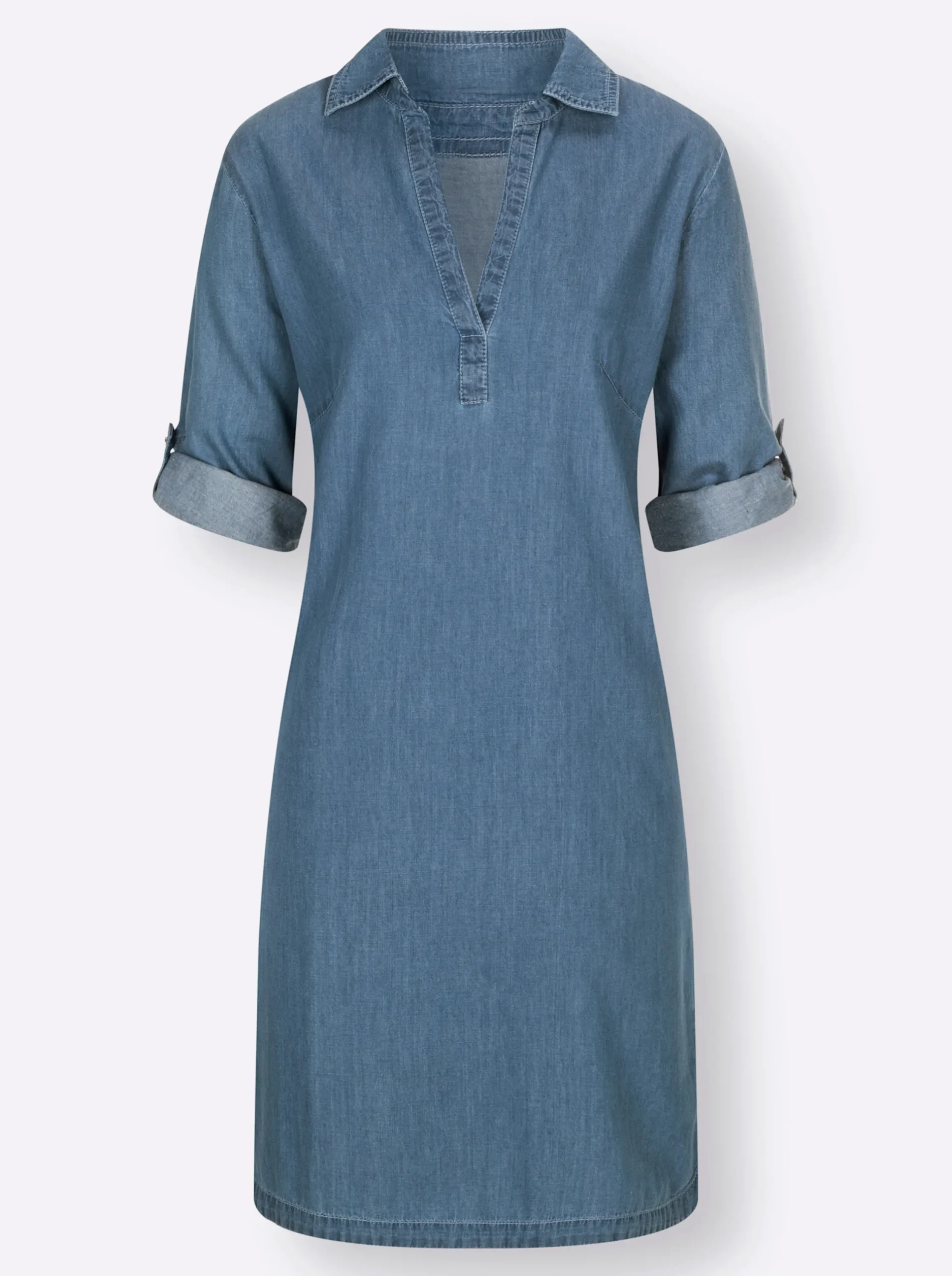Strandkleider|Kleider| Jeanskleid in Schlupfform blue-bleached