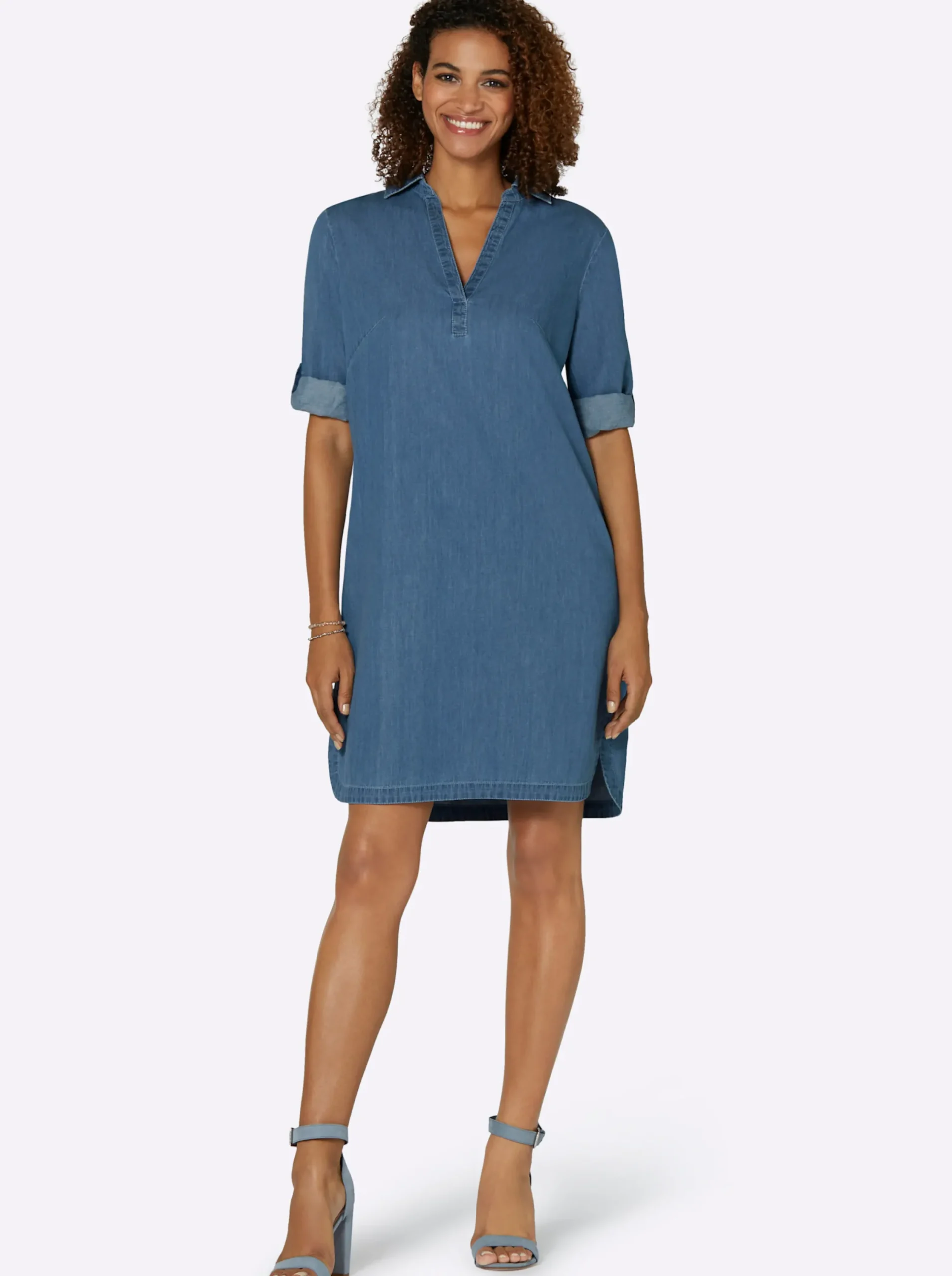 Strandkleider|Kleider| Jeanskleid in Schlupfform blue-bleached
