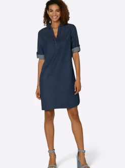 Strandkleider|Kleider| Jeanskleid in Schlupfform blue-stone-washed