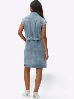 Kleider|heine Jeanskleid mit Druckknopf-Leiste blue-bleached
