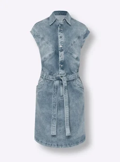 Kleider|heine Jeanskleid mit Druckknopf-Leiste blue-bleached