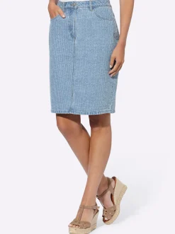 Röcke|heine Jeansrock mit Gehschlitz blue-bleached