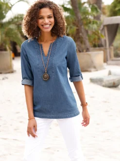 Blusen| Jeans-Tunika blue-stone-washed