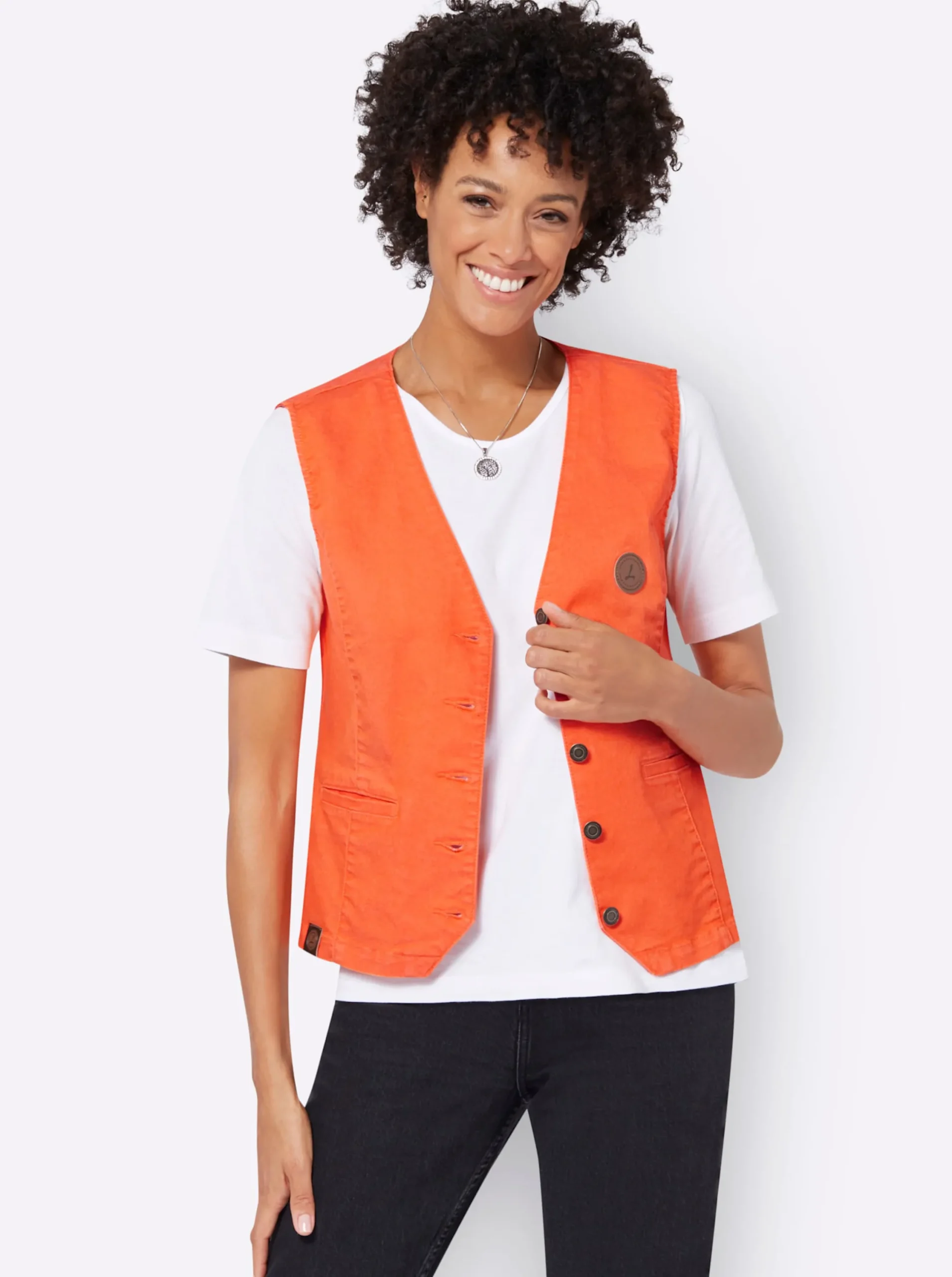 Jacken| Jeansweste in Stretch-Qualität orange