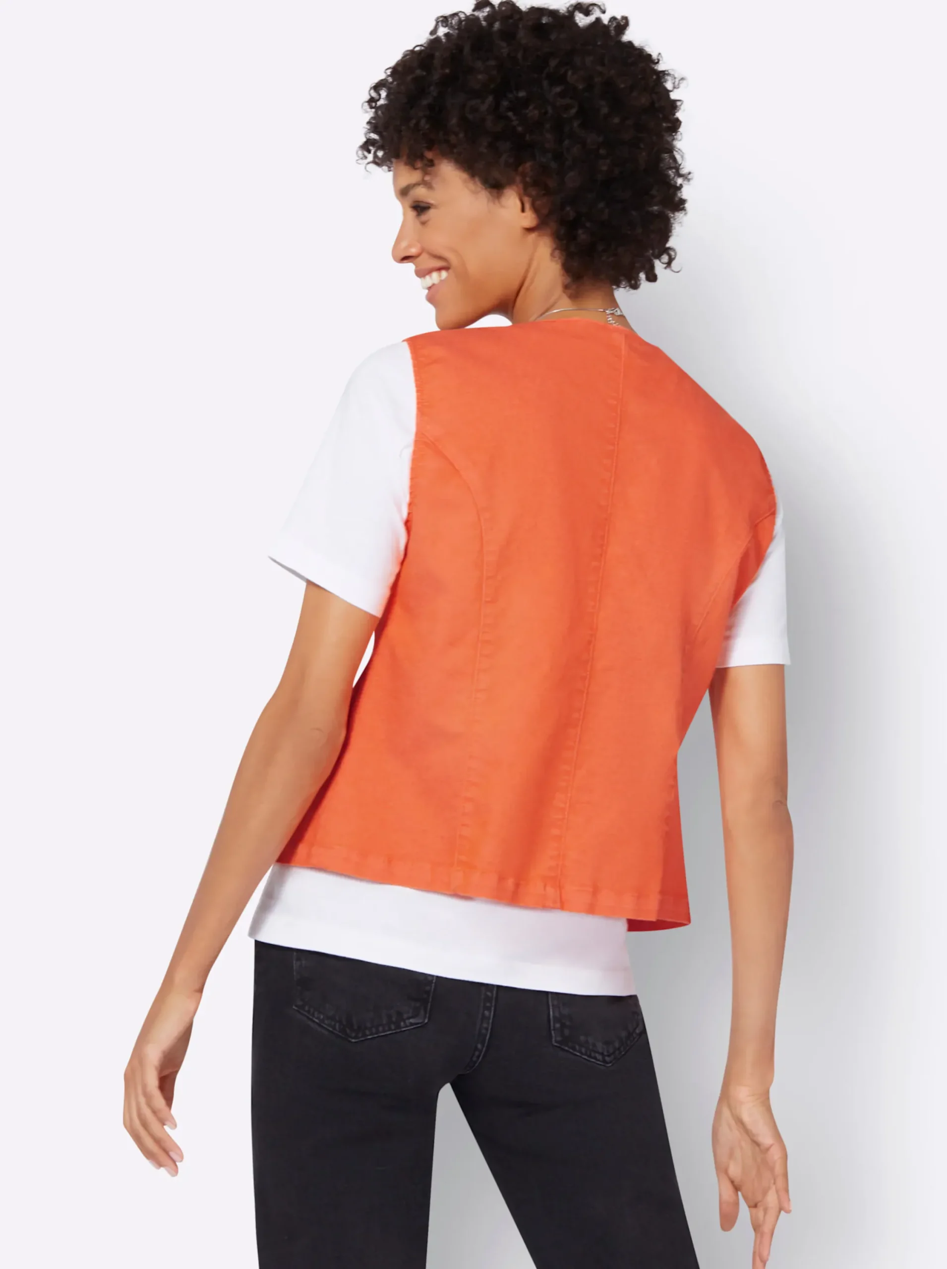 Jacken| Jeansweste in Stretch-Qualität orange