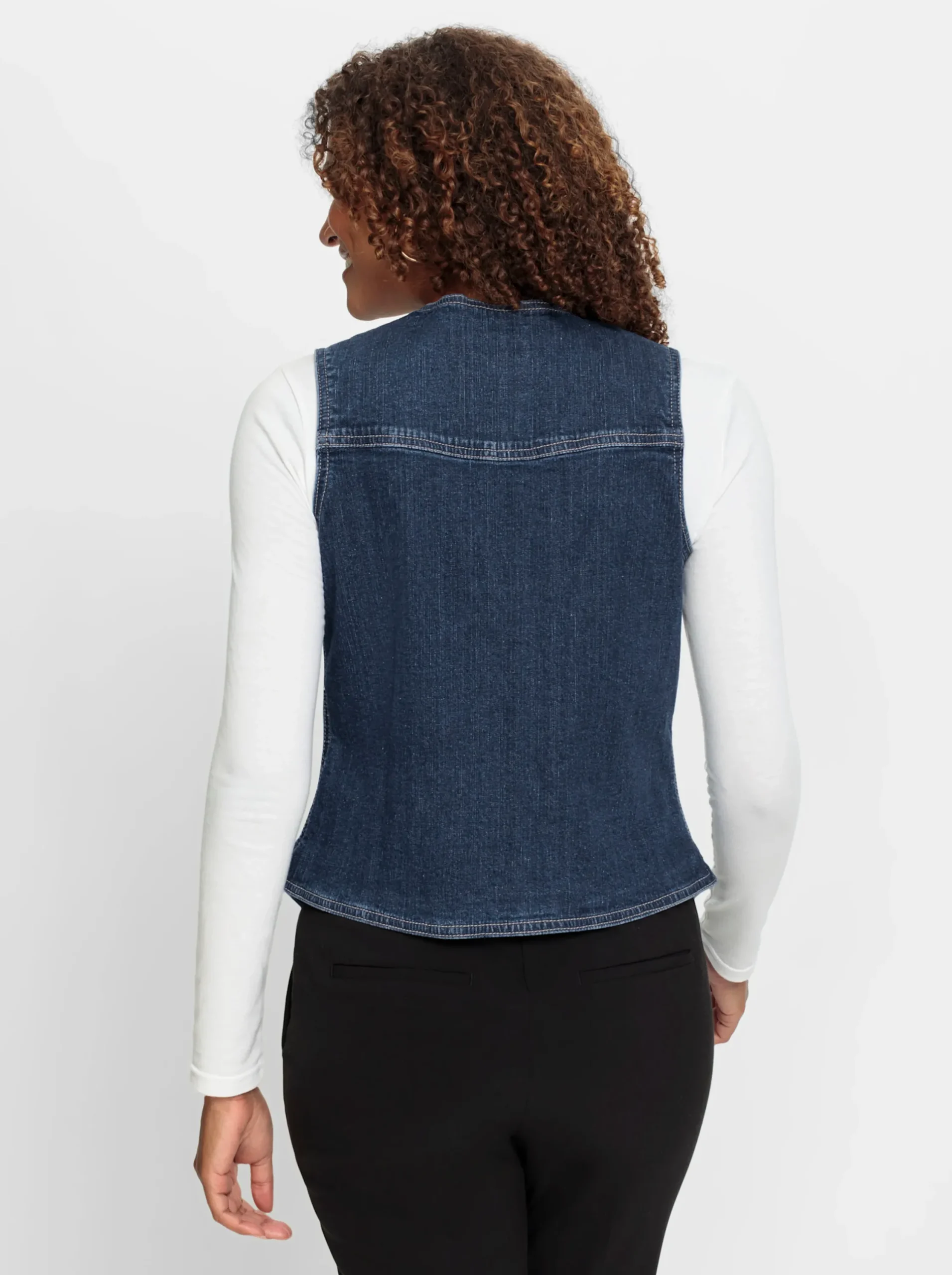 Jacken| Jeansweste mit spitz zulaufendem Saum blue-stone-washed