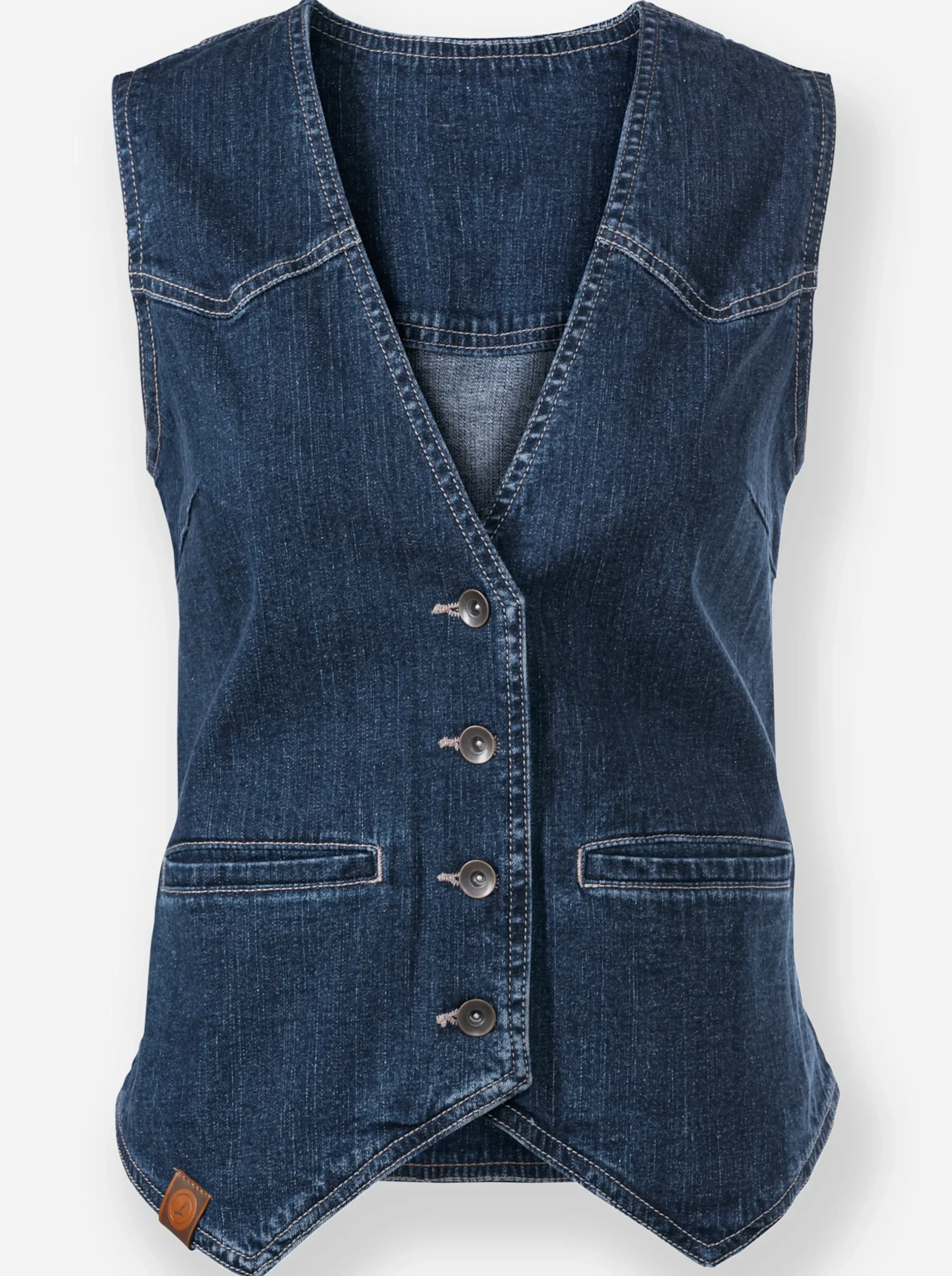 Jacken| Jeansweste mit spitz zulaufendem Saum blue-stone-washed