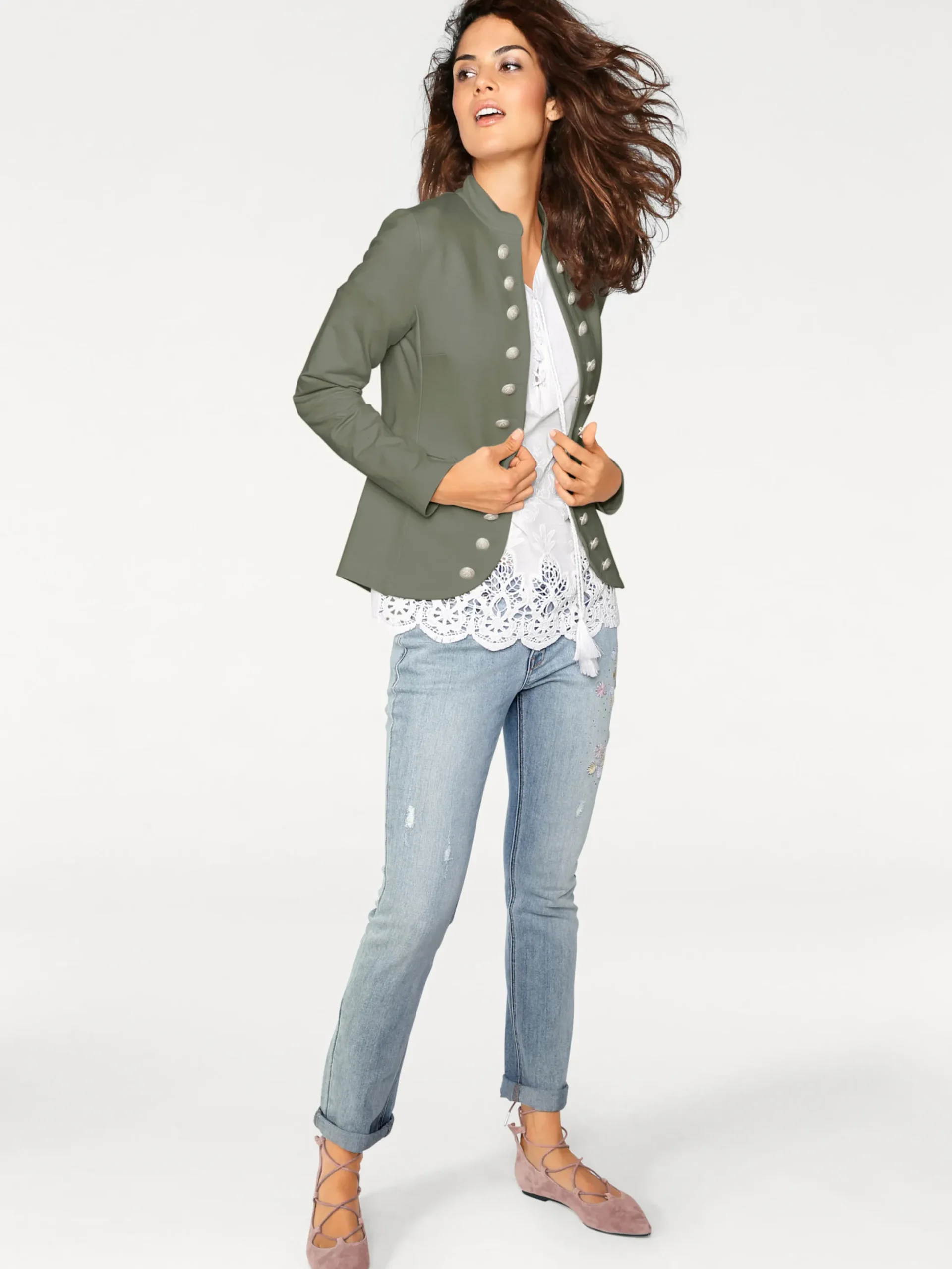 Blazer|heine Jersey-Blazer oliv