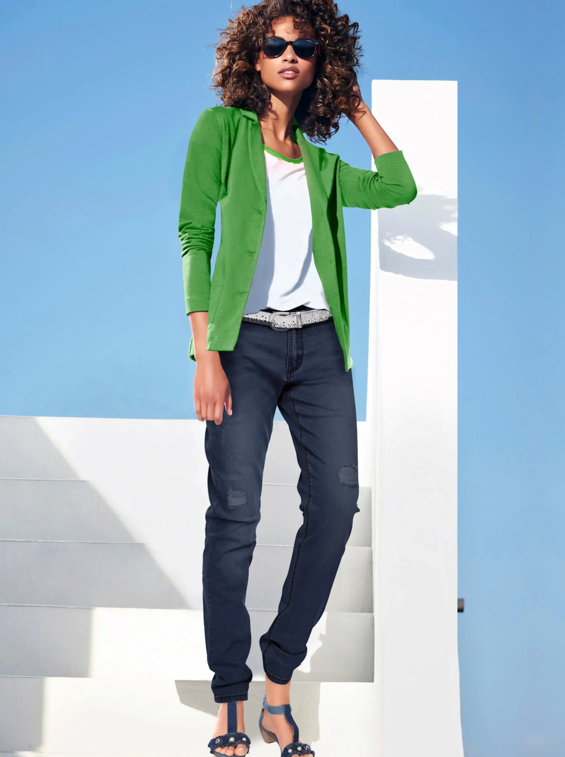 Strandmode|Blazer|heine Jerseyblazer aus Baumwolle, ungefüttert apfel