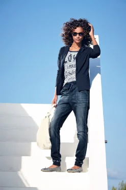 Strandmode|Basics|heine Jerseyblazer aus Baumwolle, ungefüttert blau