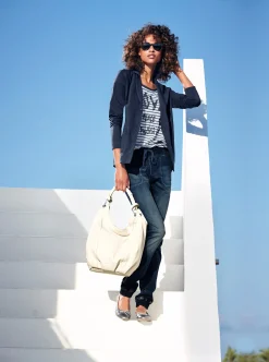 Strandmode|Basics|heine Jerseyblazer aus Baumwolle, ungefüttert blau
