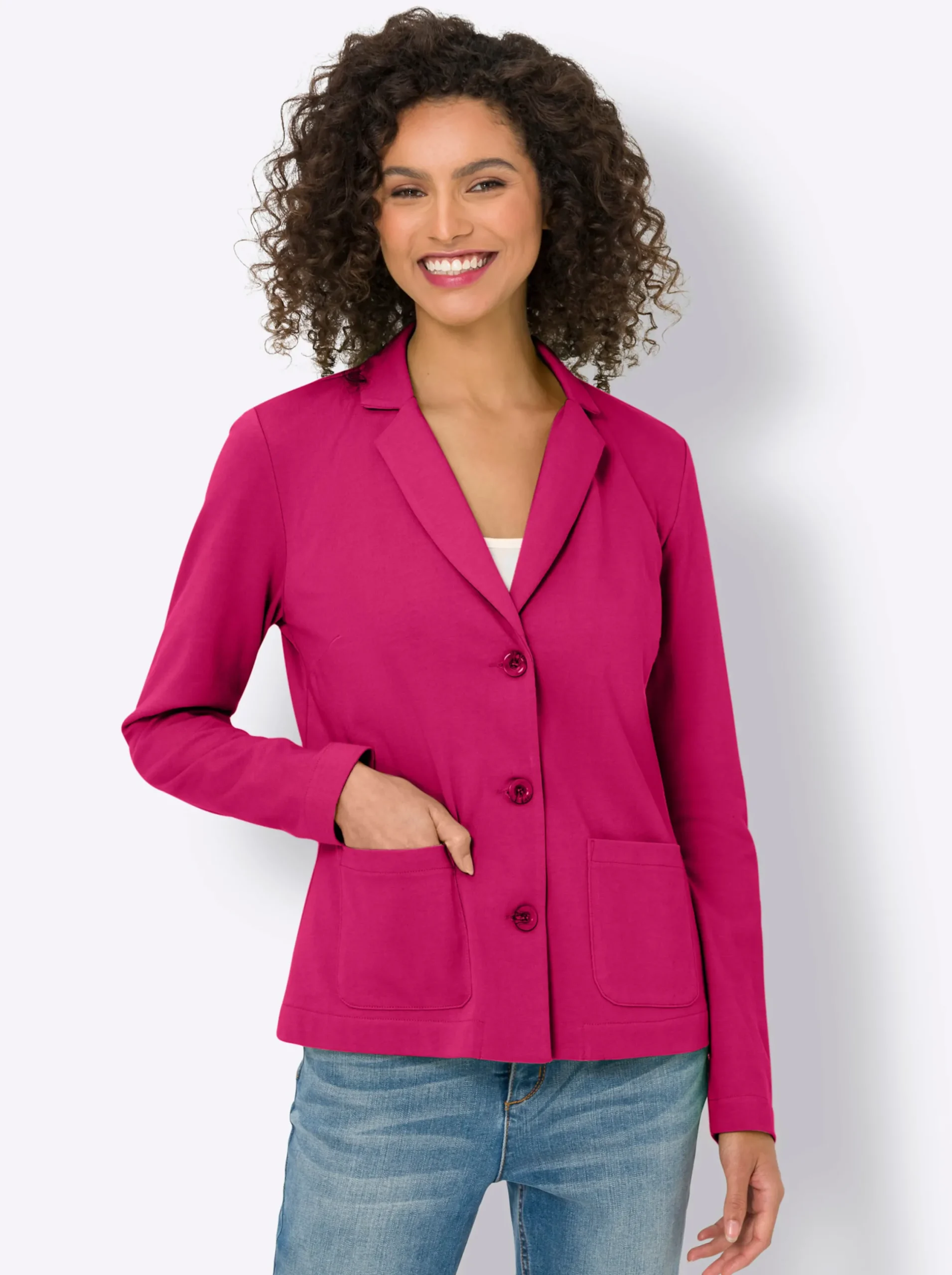 Strandmode|Blazer|heine Jerseyblazer aus Baumwolle, ungefüttert pink