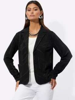 Blazer| Jerseyblazer im Jacquard-Dessin schwarz