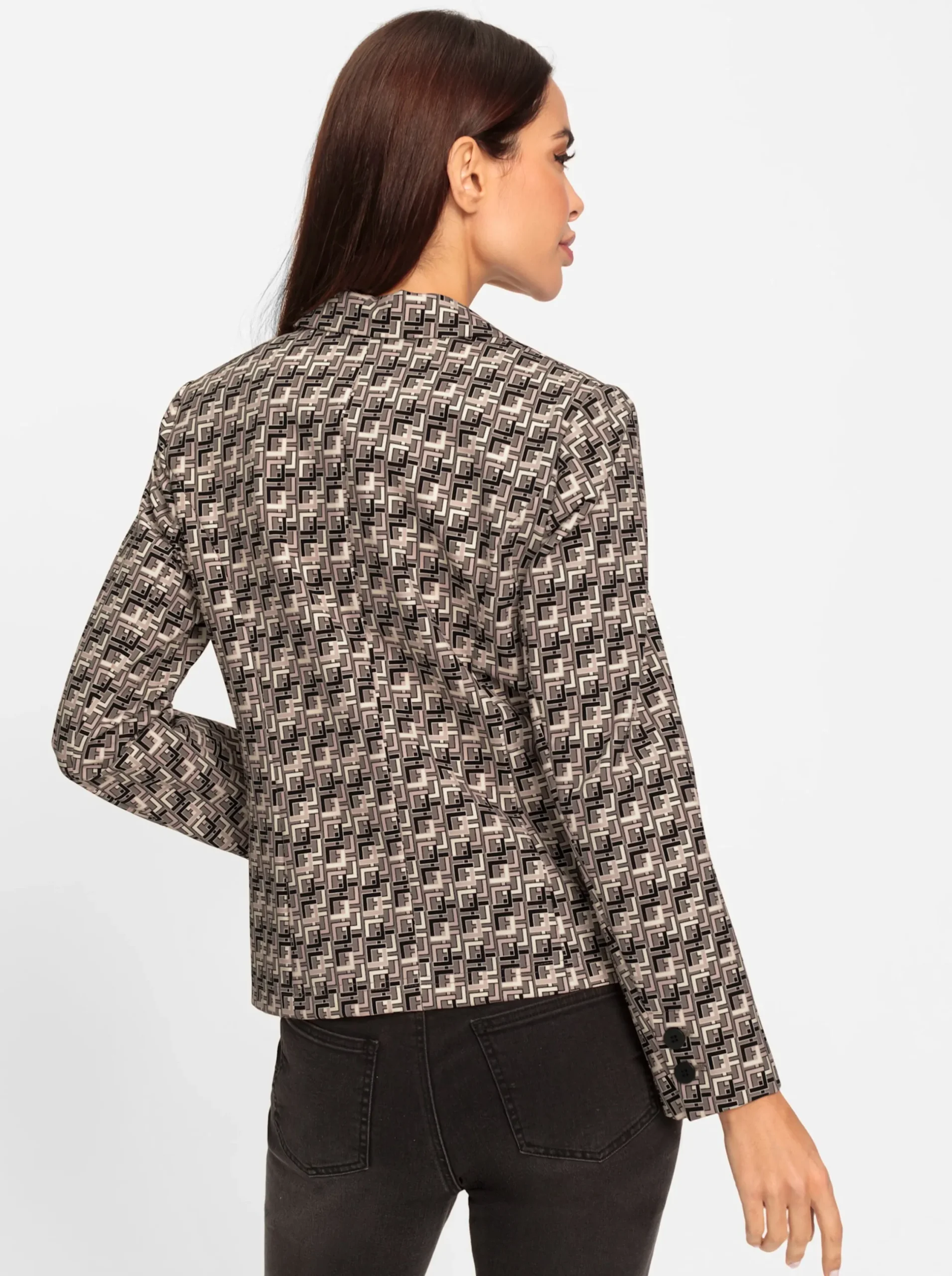 Blazer|heine Jerseyblazer mit passformgenauen Nähten taupe-schwarz-bedruckt