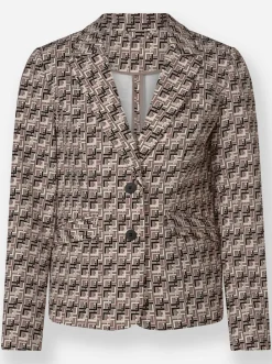 Blazer|heine Jerseyblazer mit passformgenauen Nähten taupe-schwarz-bedruckt