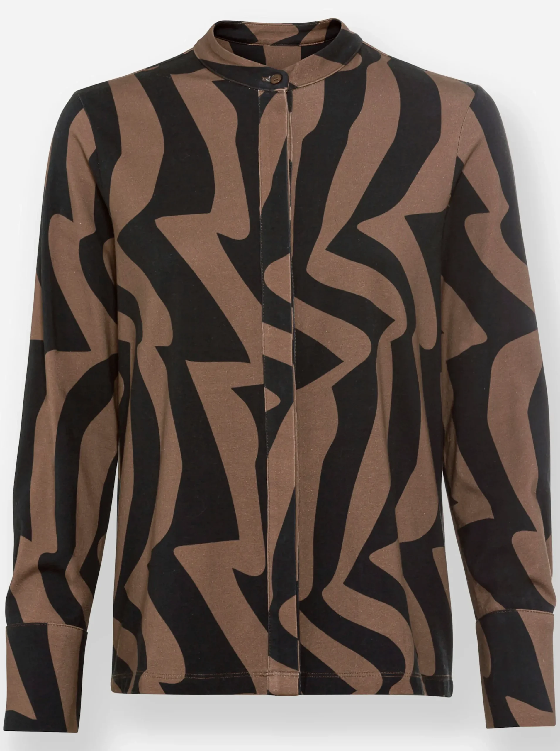 Blusen|heine Jersey-Bluse braun-schwarz-bedruckt
