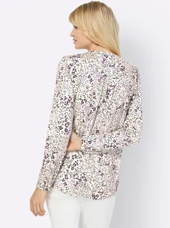 Blusen|heine Jersey-Bluse elfenbein-altrosa-bedruckt