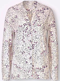 Blusen|heine Jersey-Bluse elfenbein-altrosa-bedruckt
