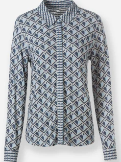 Blusen|Shirts|heine Jersey-Bluse hellblau-rauchblau-bedruckt