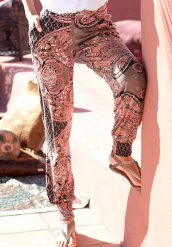 Hosen|LASCANA Jerseyhose taupe-koralle-bedruckt