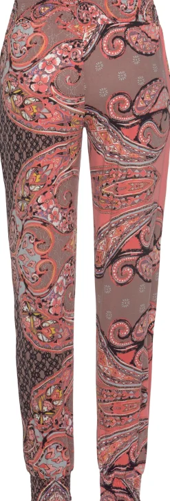 Hosen|LASCANA Jerseyhose taupe-koralle-bedruckt
