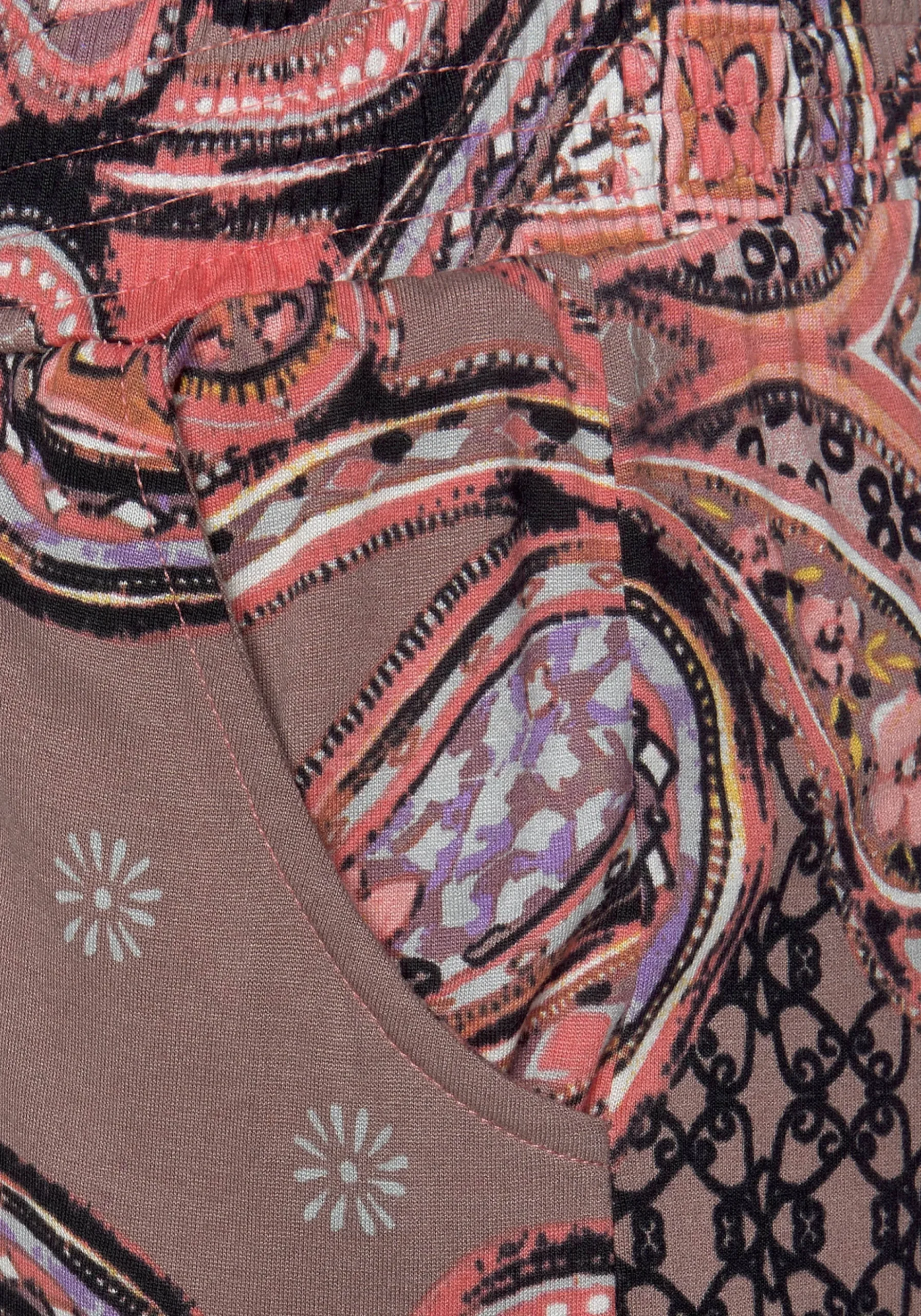 Hosen|LASCANA Jerseyhose taupe-koralle-bedruckt