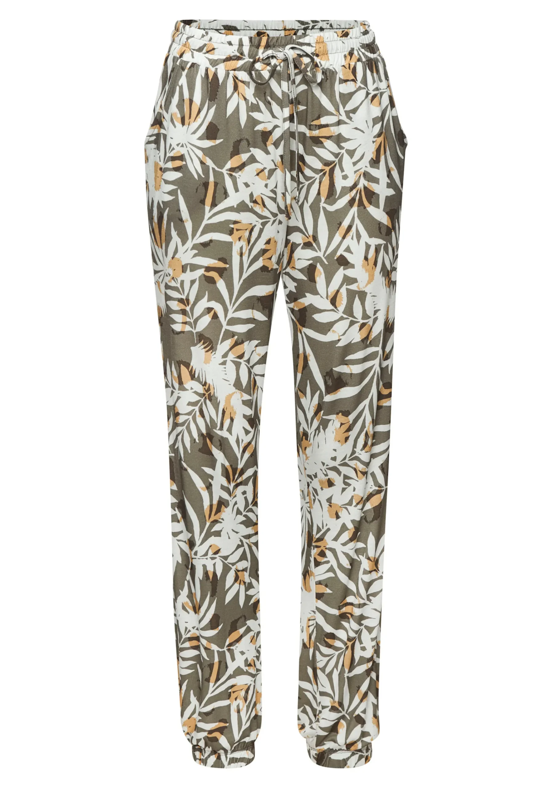 Strandmode|Hosen|Vivance Jerseyhose grün-cremebedruckt