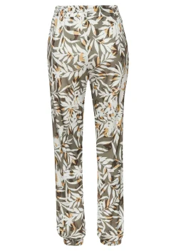 Strandmode|Hosen|Vivance Jerseyhose grün-cremebedruckt