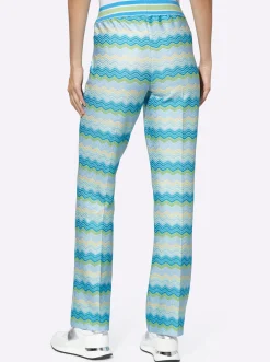 Hosen|heine Jerseyhose türkis-ecru-gemustert