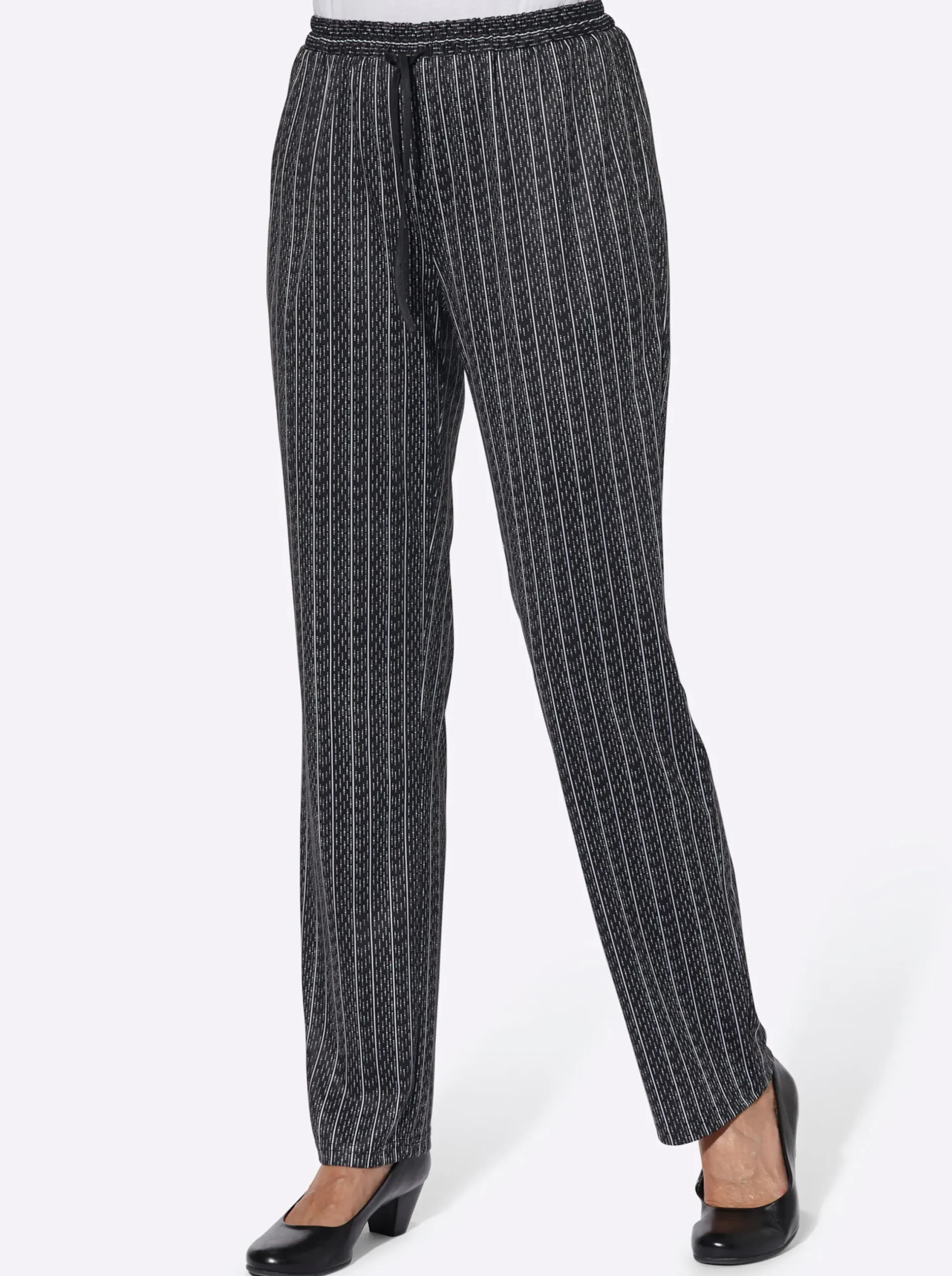 Hosen| Jerseyhose mit Bindeband schwarz-gestreift