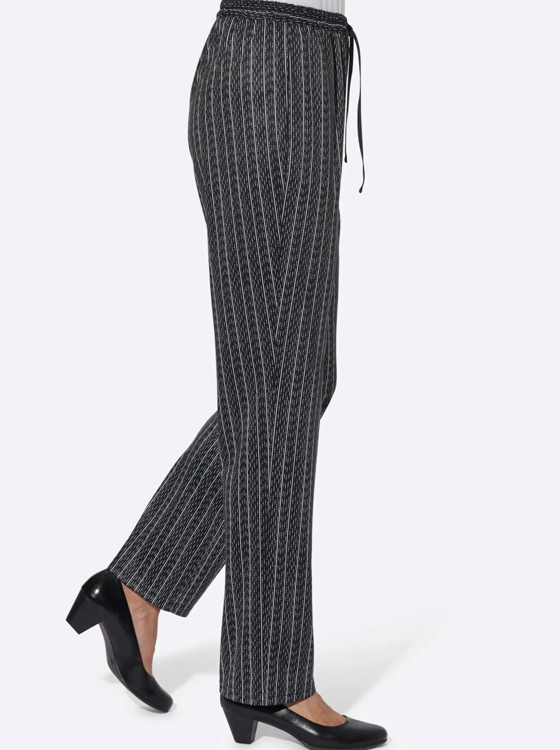 Hosen| Jerseyhose mit Bindeband schwarz-gestreift