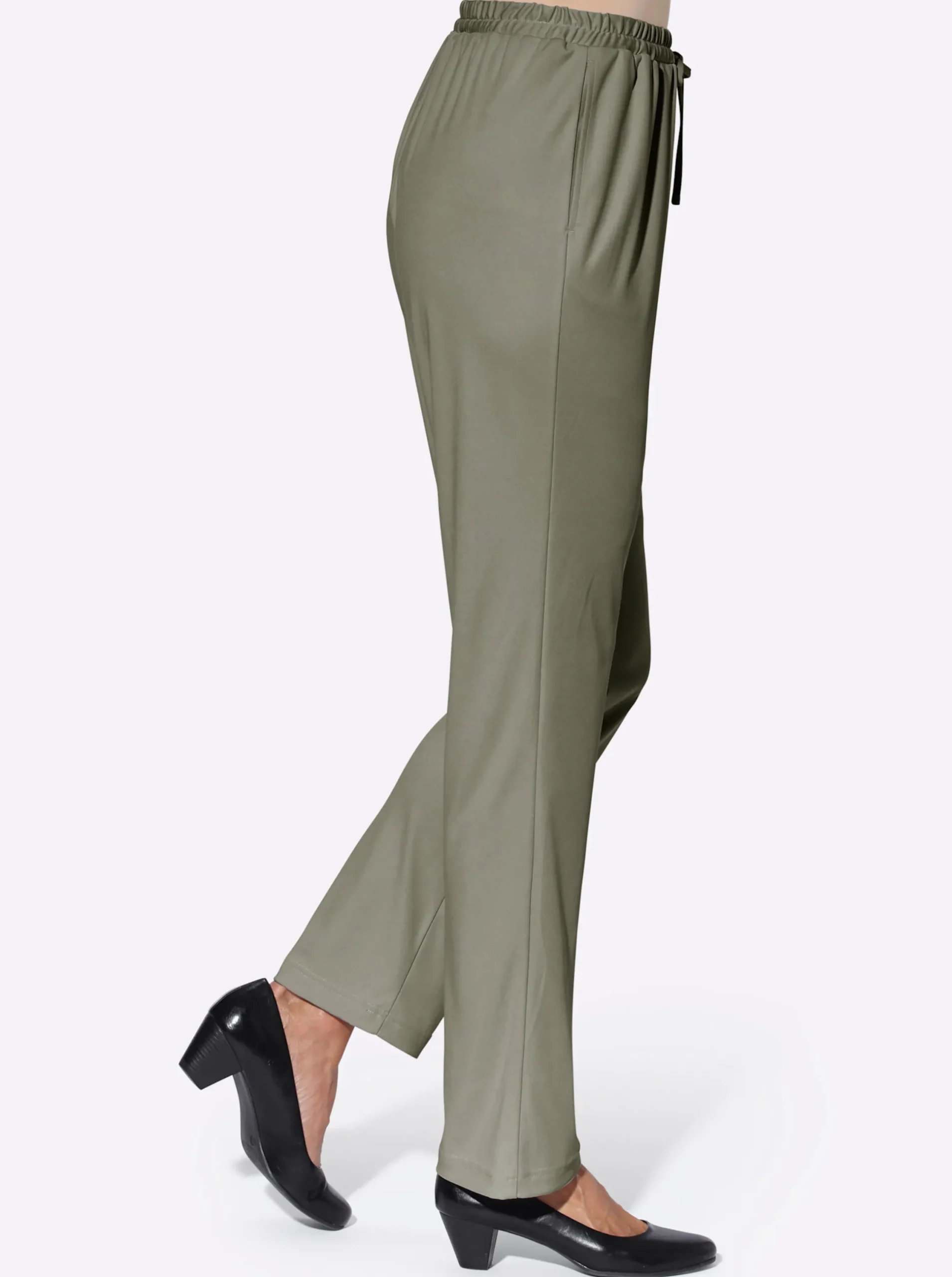 Hosen| Jerseyhose mit Bindeband khaki