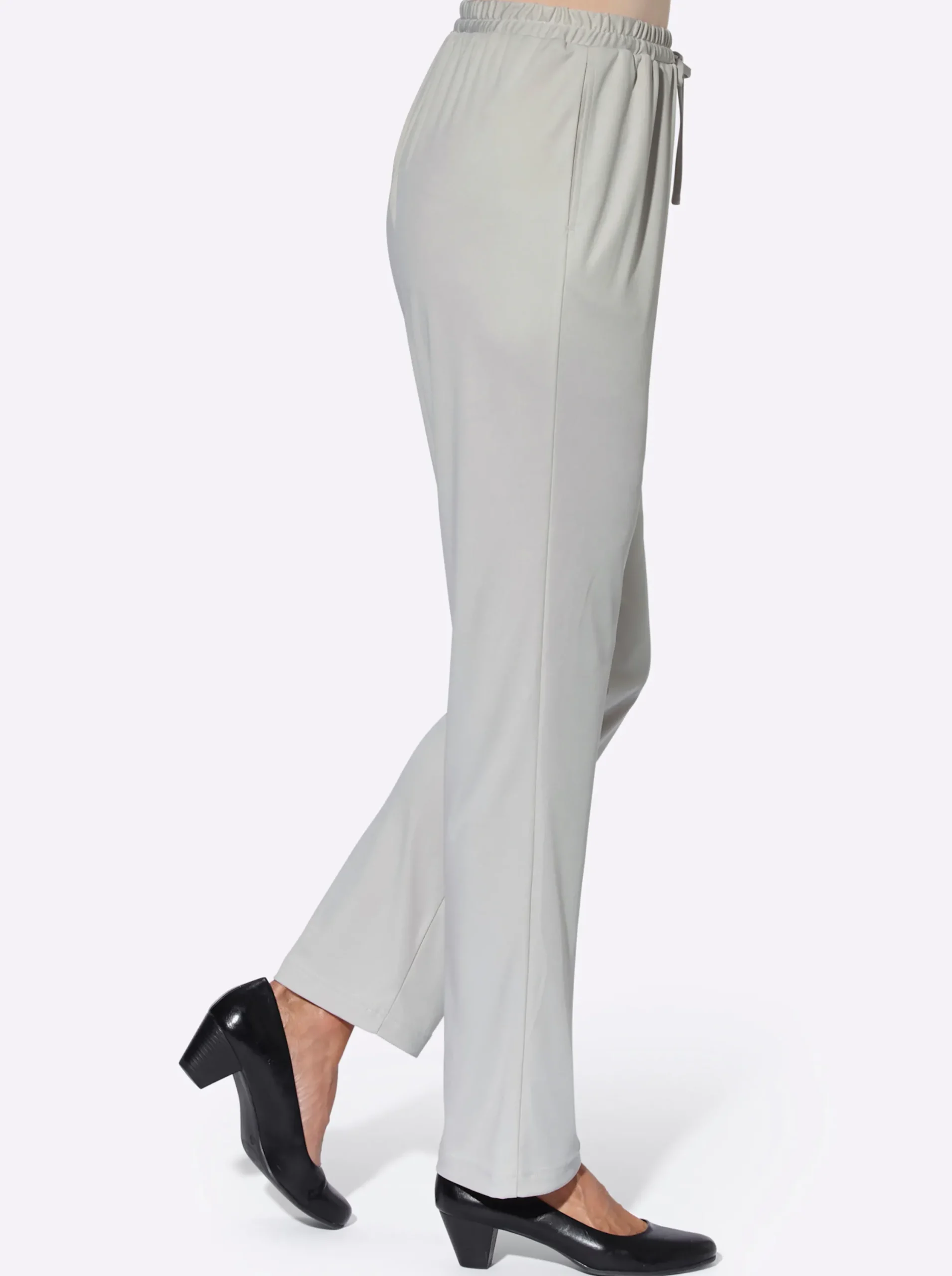 Hosen| Jerseyhose mit Bindeband hellgrau