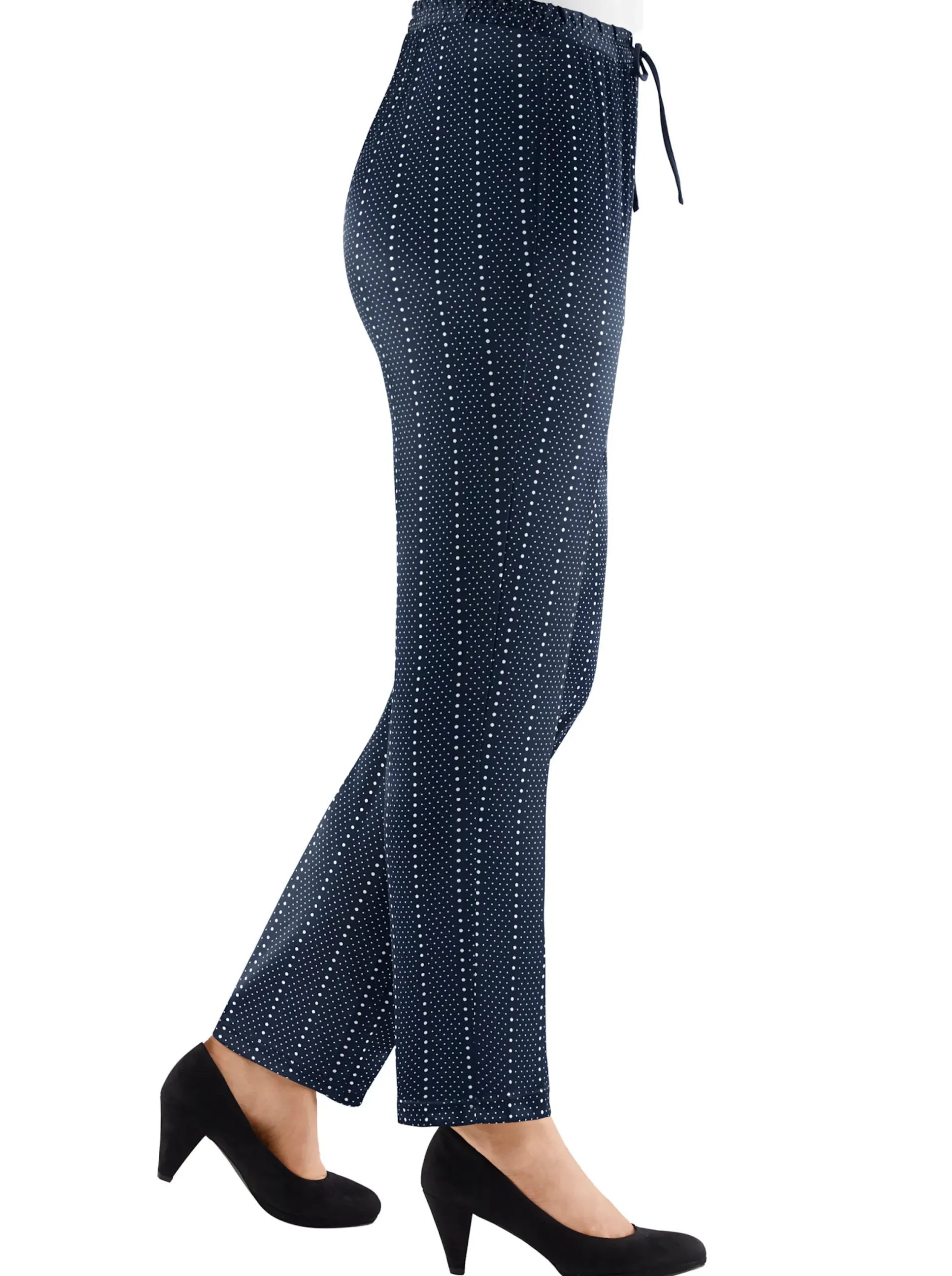 Hosen| Jerseyhose mit Bindeband marine-getupft