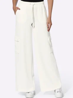 Hosen|heine Jerseyhose mit Cargo-Taschen ecru