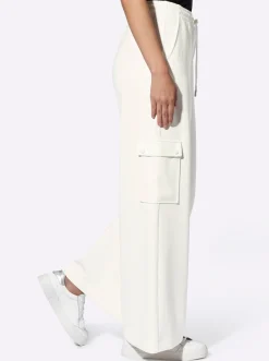 Hosen|heine Jerseyhose mit Cargo-Taschen ecru