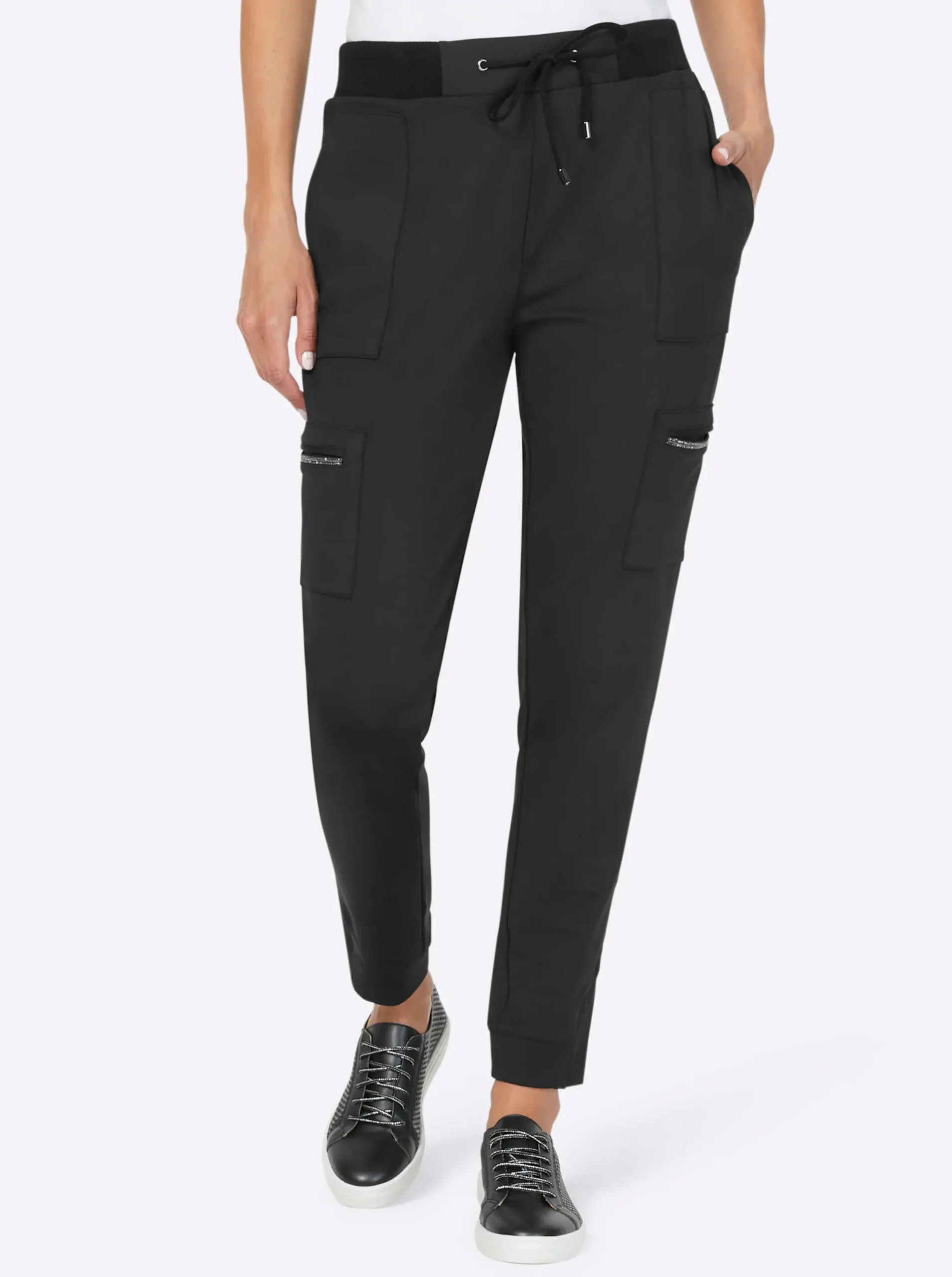 Hosen|heine Jerseyhose mit Glitzersteinchen schwarz