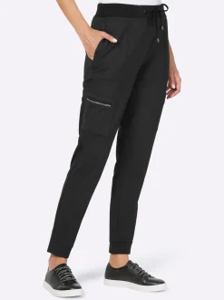 Hosen|heine Jerseyhose mit Glitzersteinchen schwarz