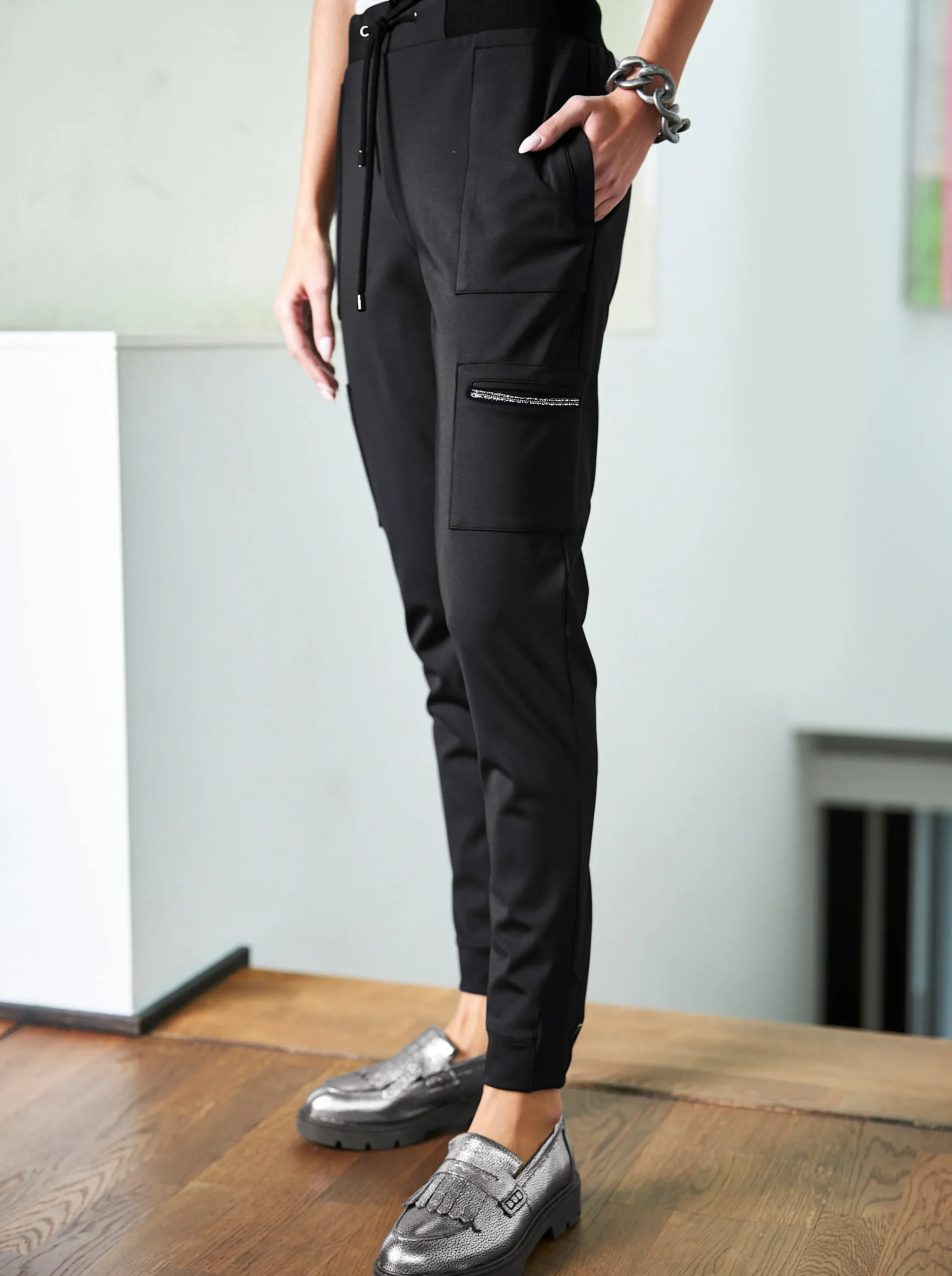 Hosen|heine Jerseyhose mit Glitzersteinchen schwarz