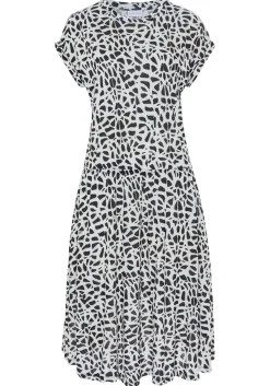 Strandkleider|Kleider|LASCANA Jerseykleid creme-schwarzbedruckt