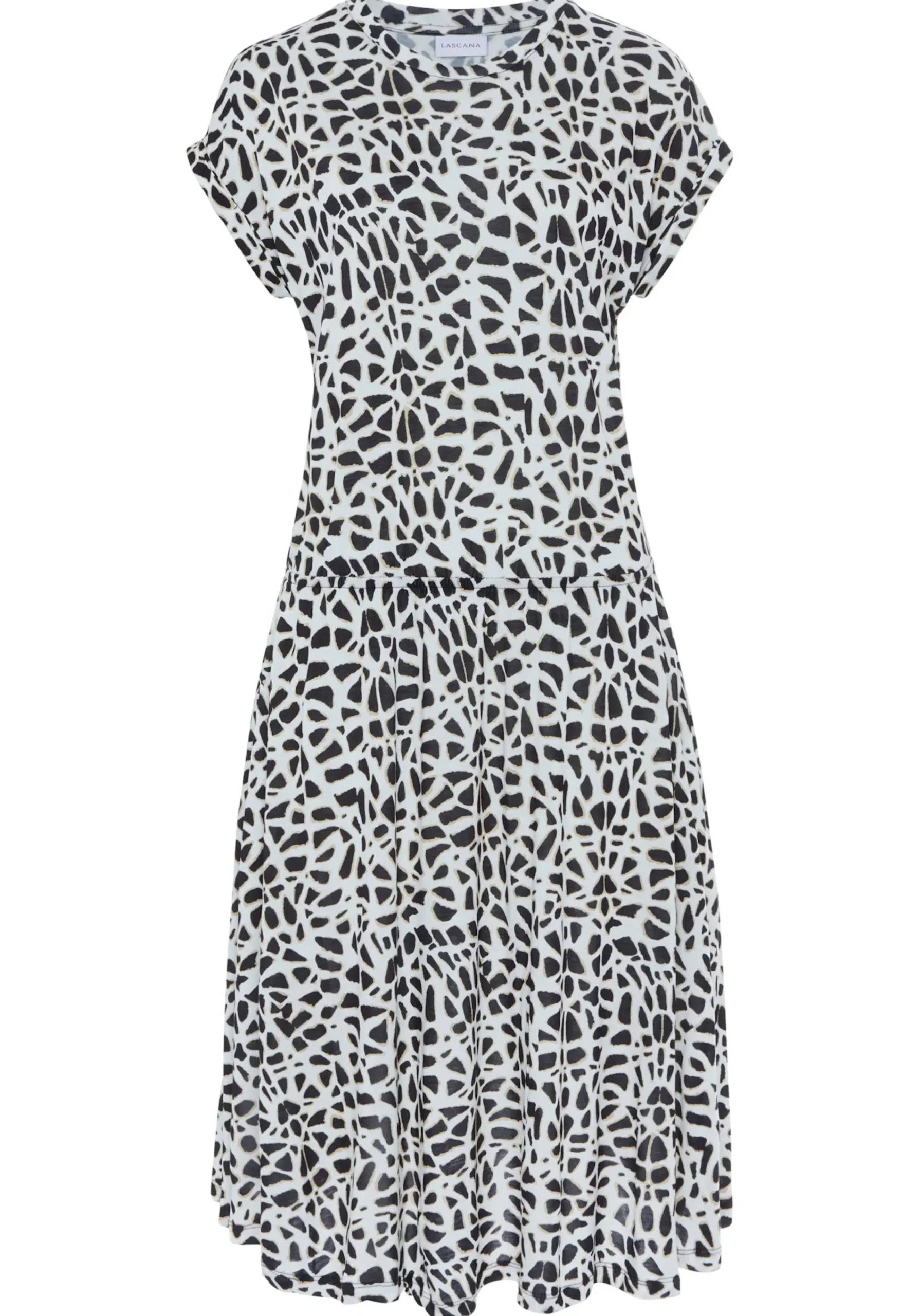 Strandkleider|Kleider|LASCANA Jerseykleid creme-schwarzbedruckt