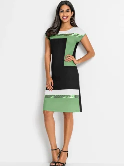 Kleider| Jerseykleid schwarz-apfel-gemustert