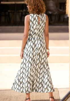 Strandkleider|Kleider|LASCANA Jerseykleid creme-khakibedruckt