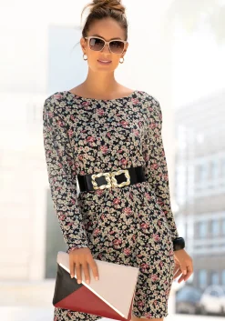Strandkleider|Kleider|LASCANA Jerseykleid schwarz-bedruckt