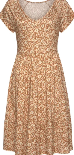 Strandkleider|Buffalo Jerseykleid braun-creme-bedruckt
