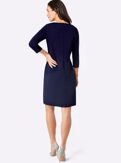 Kleider|CREATION L PREMIUM Jerseykleid marine-grau-bedruckt