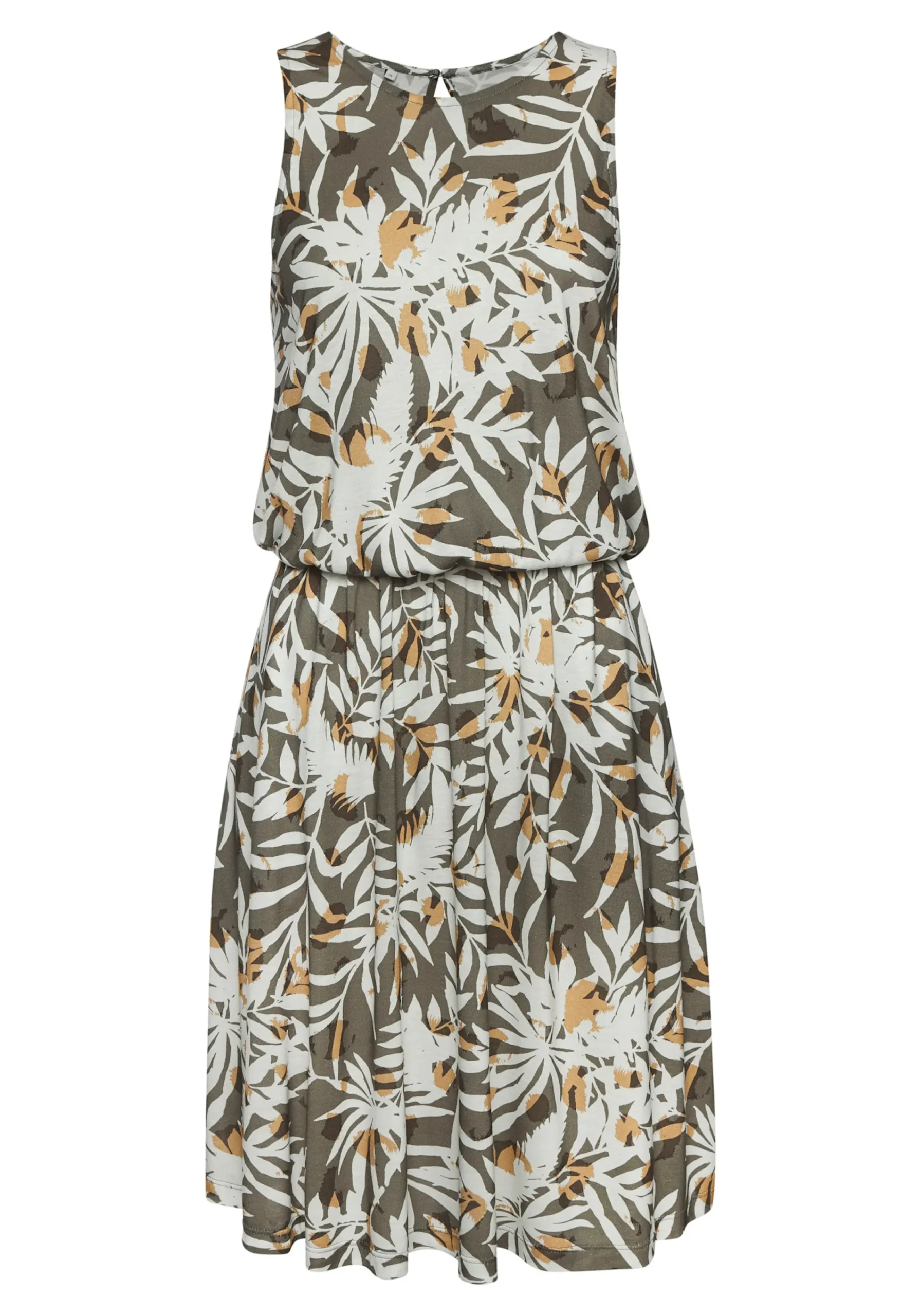 Strandkleider|Kleider|Vivance Jerseykleid grün-cremebedruckt