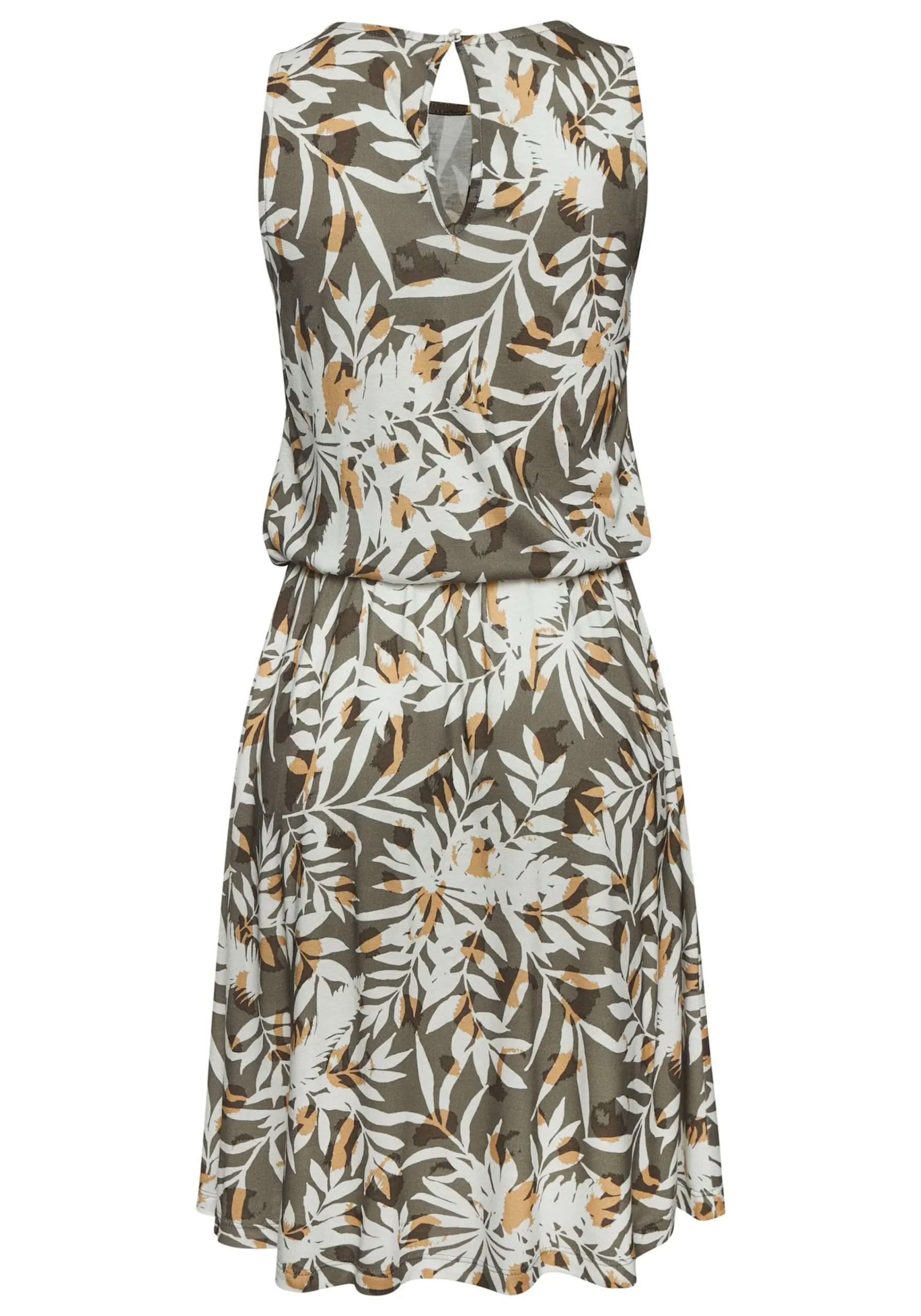 Strandkleider|Kleider|Vivance Jerseykleid grün-cremebedruckt